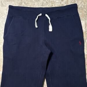 Polo Ralph Lauren Sweatpants Mens Medium Blue Fleece Straight Leg Cinch Lounge